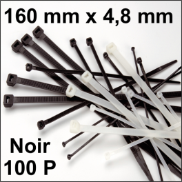 100 Colliers de serrage. Serre-câbles attache-câbles Noir 160 x 4,8 mm 