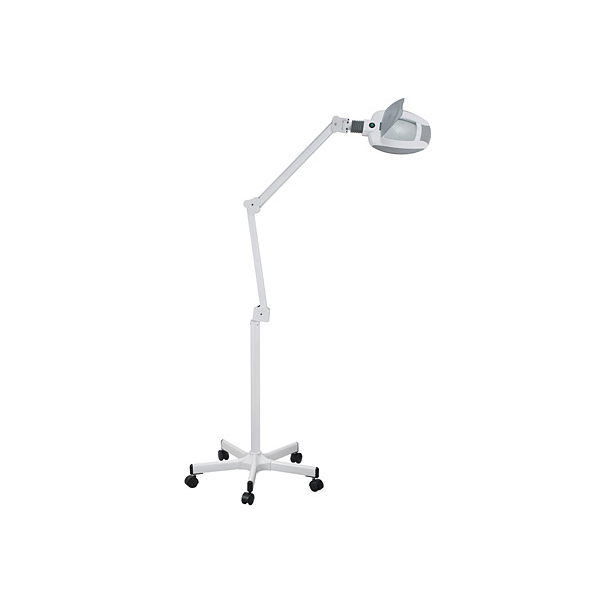 ZEMO Lampe sur pied avec loupe - Loupe d'esthéticienne professionnelle à  LED - 4 roulettes - Grossissement 5X - hauteur réglable - Bras pivotant 