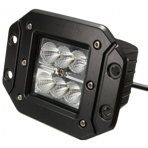 Projecteur LED de travail 18W encastrable IP67 noir à 33,50€