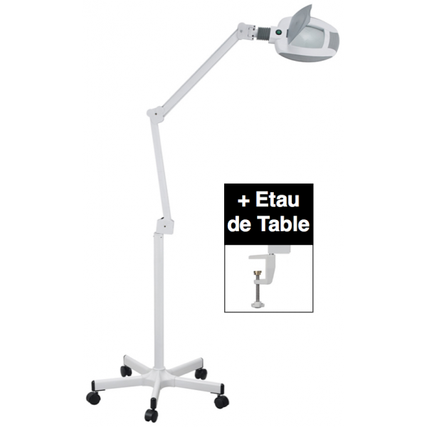 Lampe-loupe LED lentille 190 x 157 mm 5D avec embase étau et pied roulettes  à 180,00€