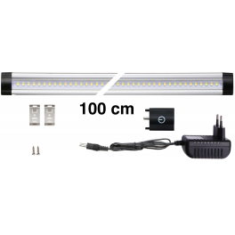 Kit Réglette LED aluminium 1m 144 LED SMD blanc neutre avec alimentation