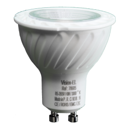 Spot LED 6W 230V à culot GU10 blanc chaud angle 80°